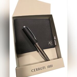 Cerruti 1881 Black Leather Wallet and Hamilton Ballpoint Pen Gift Set BNIB
